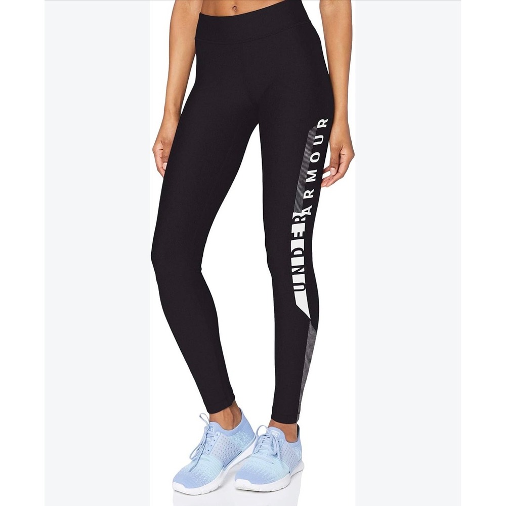 Under Armour Leggings Womens Small Black HeatGear Compression Graphic Athletic